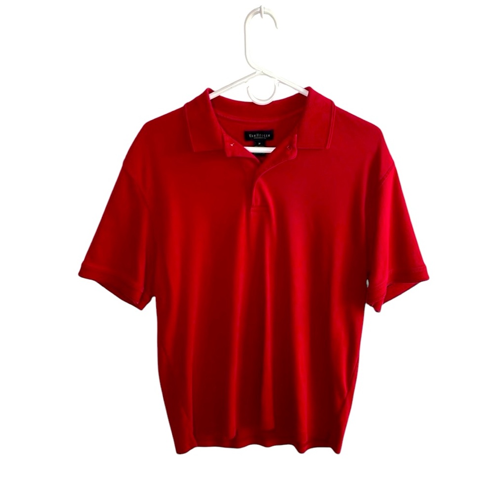 VAN HEUSEN MENS RED SHORT SLEEVE POLO SIZE MEDIUM